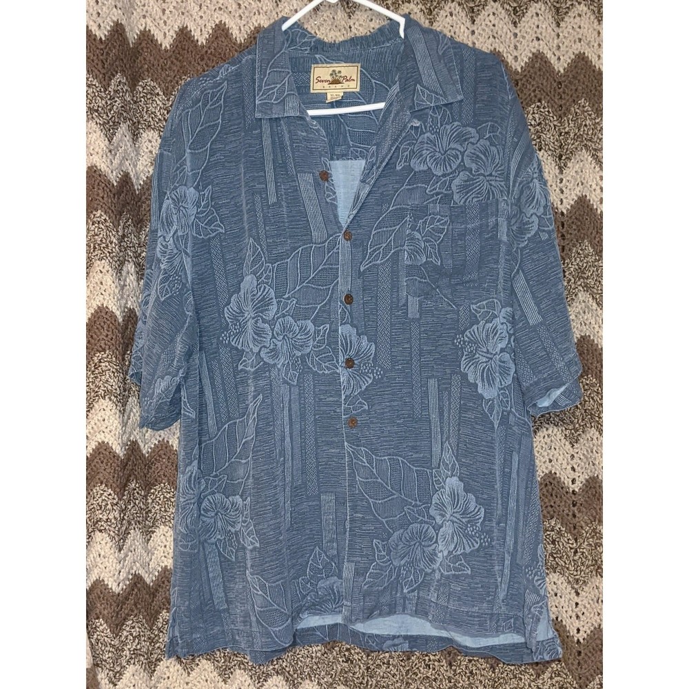 Seven Palm 100% Silk Hawaiian Tropical Shirt XL